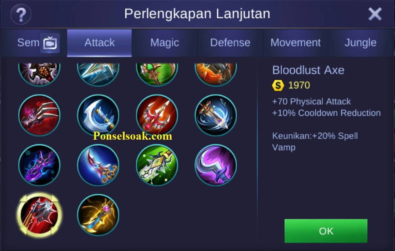 Build Item Gear Hilda Mobile Legends Tersakit + Savage