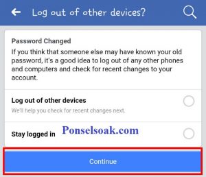 Mengubah Password Facebook Melalui Aplikasi Android 9