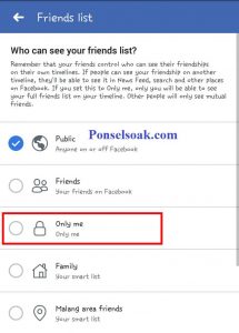 Menyembunyikan Daftar Teman Di FB Melalui Android 9