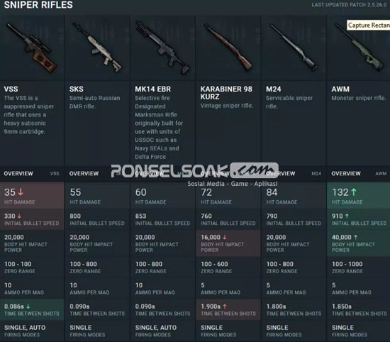Jenis dan Tipe Senjata Terbaik di PUBG Sniper