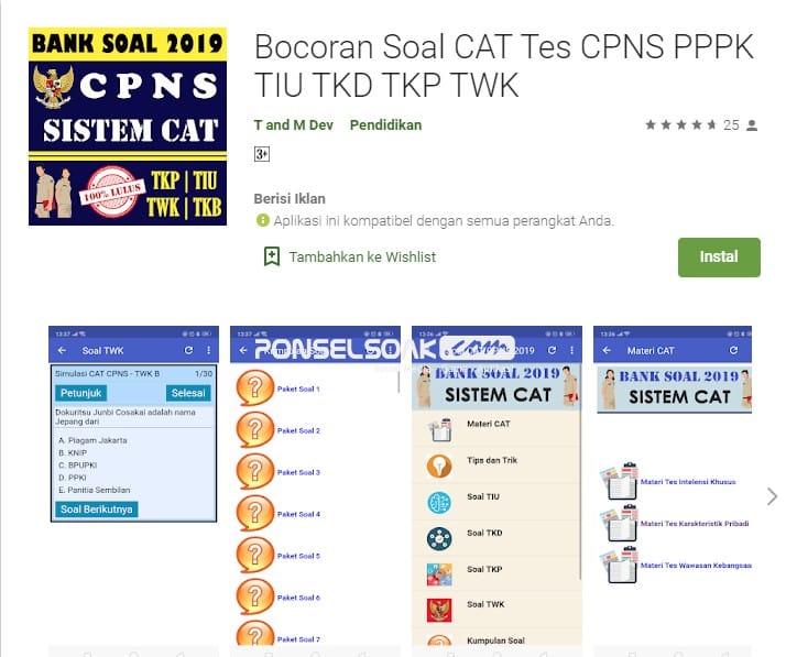 Bocoran Soal Cat Tes CPNS PPPK TIU TKD TKP TWK Offline